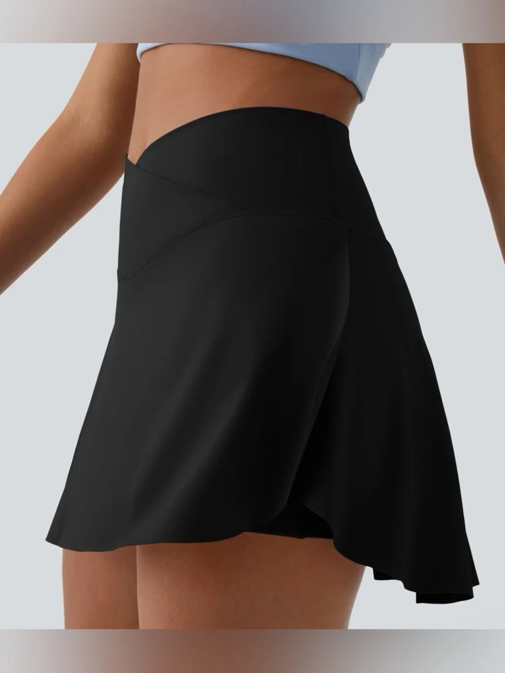 Halara Everyday SoftlyZero Airy Crossover 2-in-1 Mini Tennis Skirt Black Medium - Picture 4 of 11